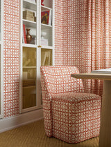 Scalamandre Ormond Fret Wallcovering Lacquer Red Wallpaper