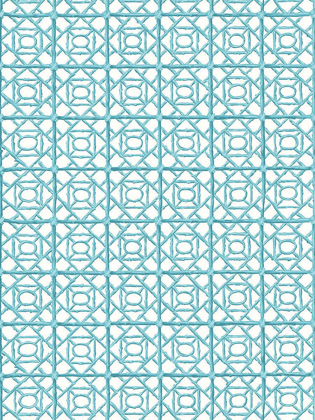 Scalamandre Ormond Fret Wallcovering Aquamarine Wallpaper