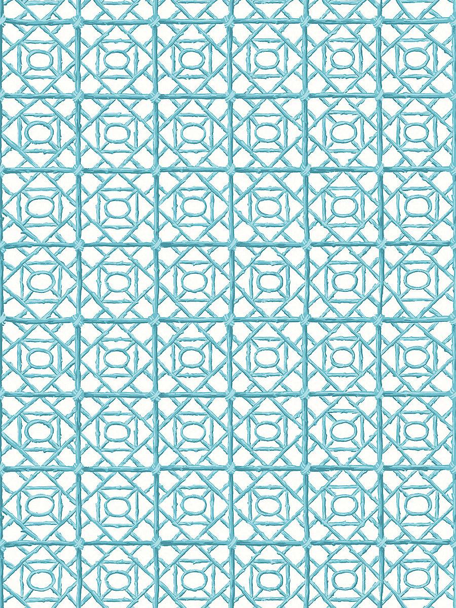 Scalamandre Ormond Fret Wallcovering Aquamarine Wallpaper