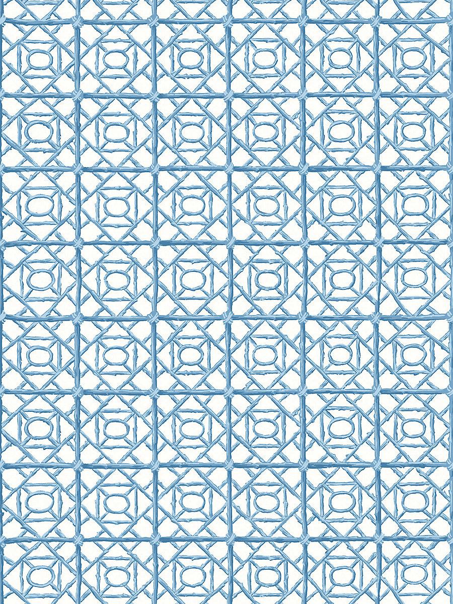 Scalamandre Ormond Fret Wallcovering Misty Blue Wallpaper