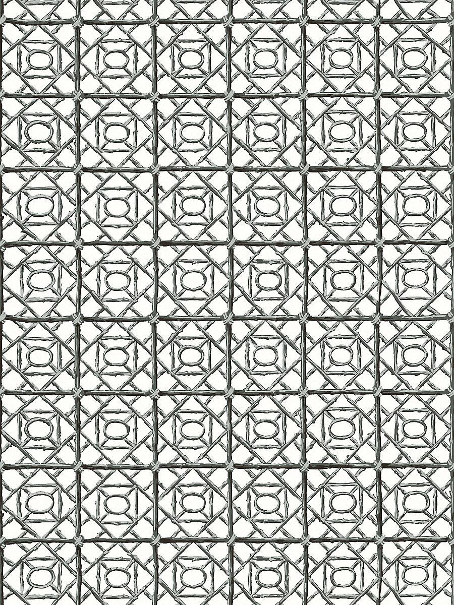 Scalamandre Ormond Fret Wallcovering Charcoal Wallpaper