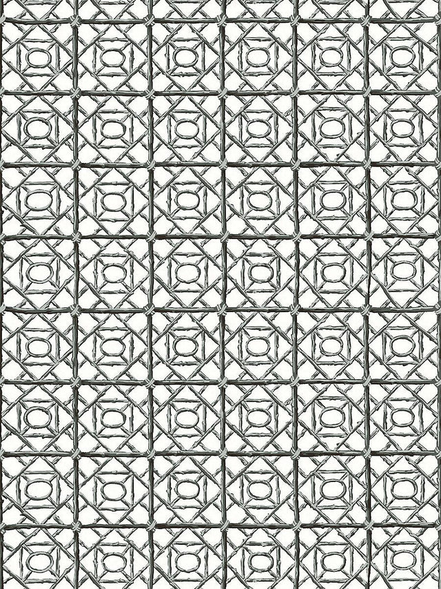 Scalamandre Ormond Fret Wallcovering Charcoal Wallpaper