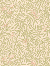 Scalamandre Honeysuckle Wallcovering Lime Peach Wallpaper