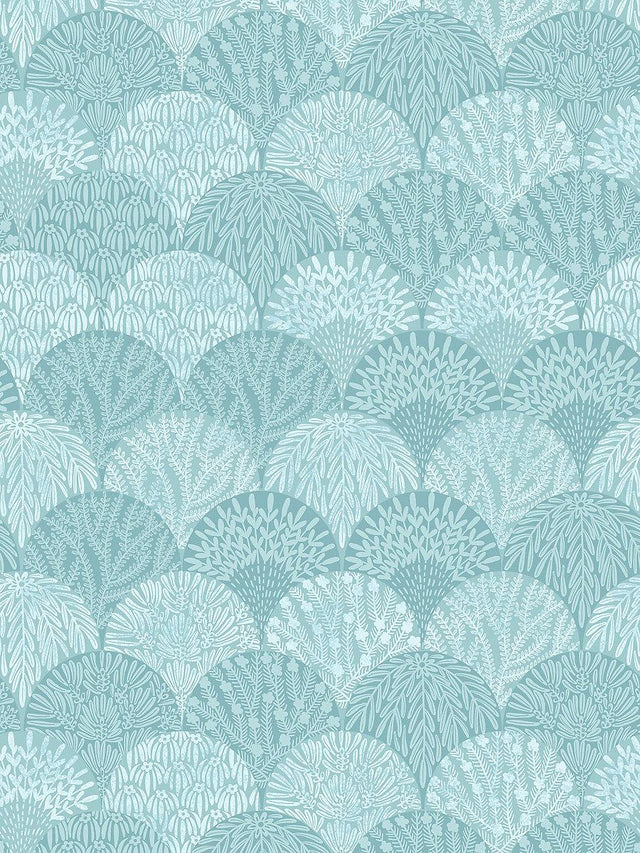 Scalamandre Herb Garden Wallcovering Aqua Wallpaper