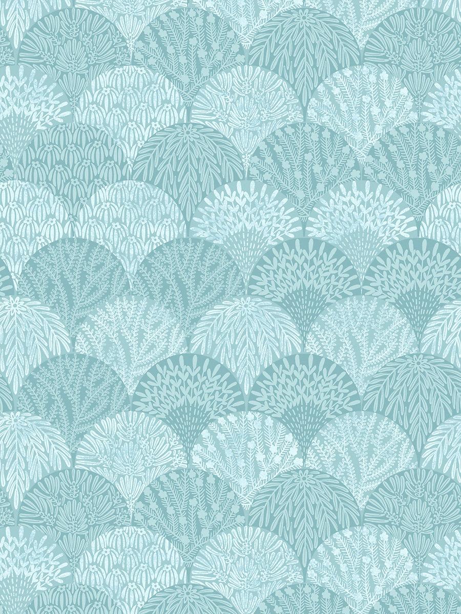 Scalamandre Herb Garden Wallcovering Aqua Wallpaper