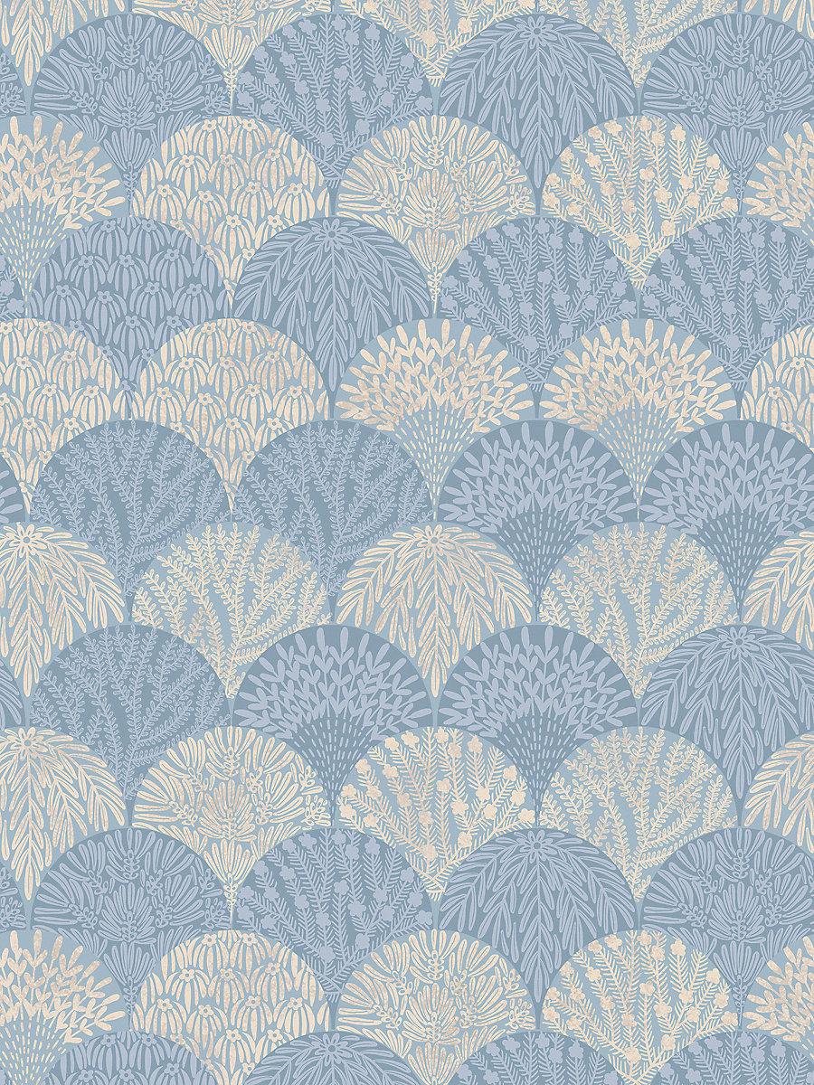 Scalamandre Herb Garden Wallcovering Blue Shadow Wallpaper