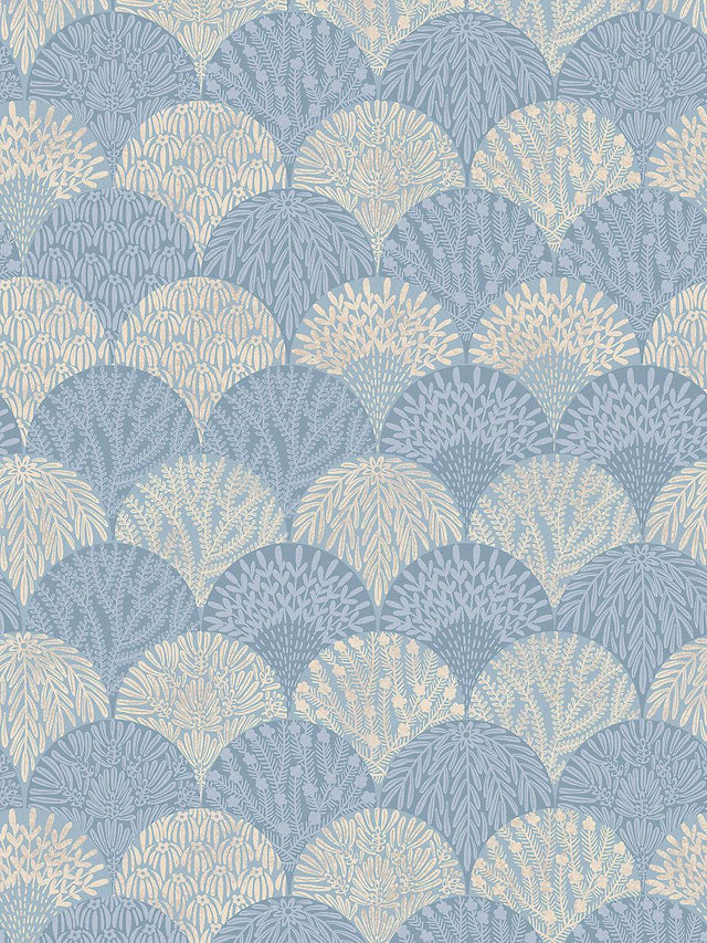 Scalamandre Herb Garden Wallcovering Blue Shadow Wallpaper