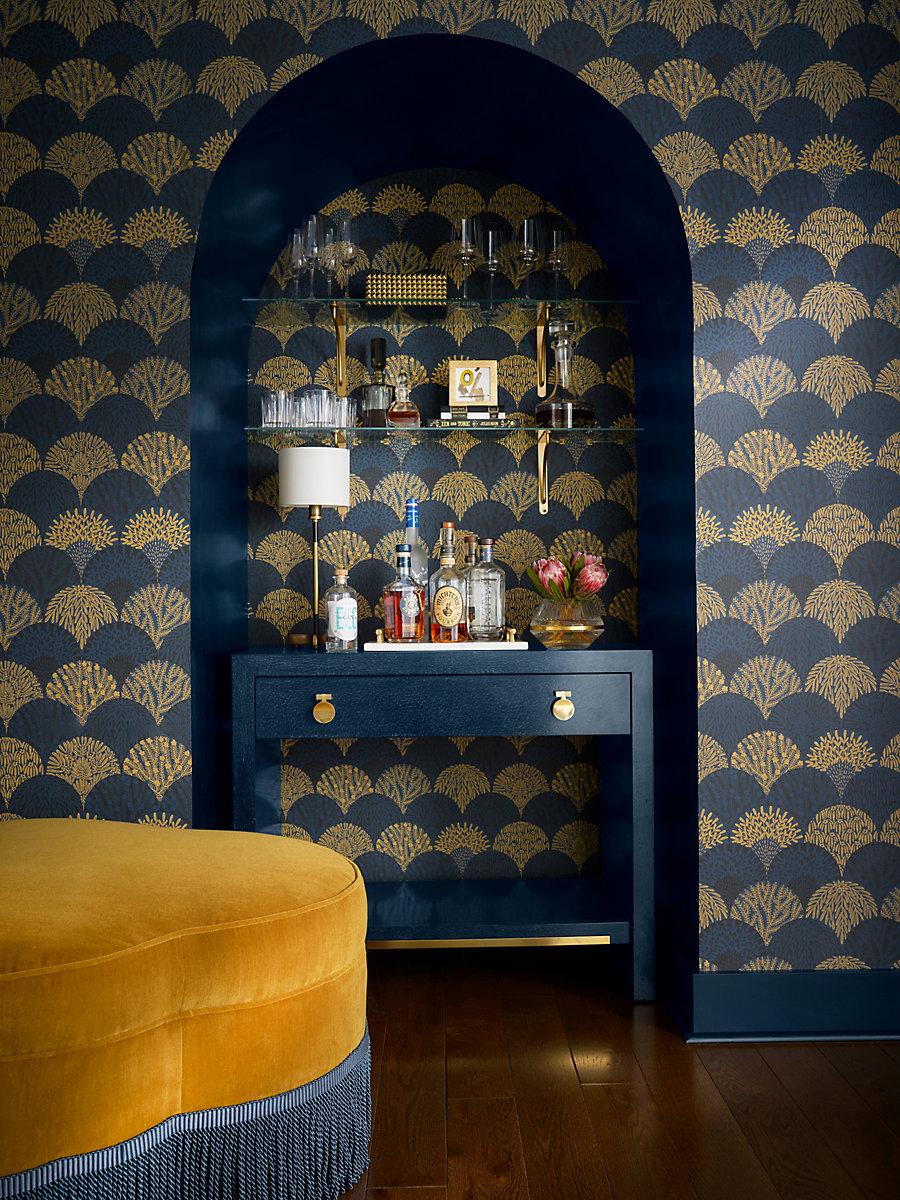 Scalamandre Herb Garden Wallcovering Midnight Wallpaper