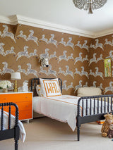 Scalamandre Zebras - Wallpaper - Trimmed Safari Brown Wallpaper