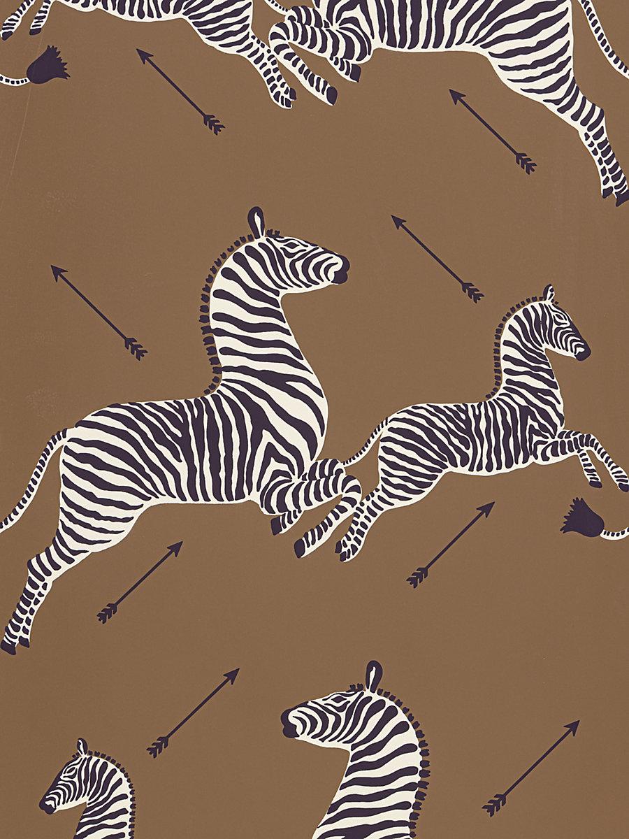 Scalamandre Zebras - Wallpaper - Trimmed Safari Brown Wallpaper