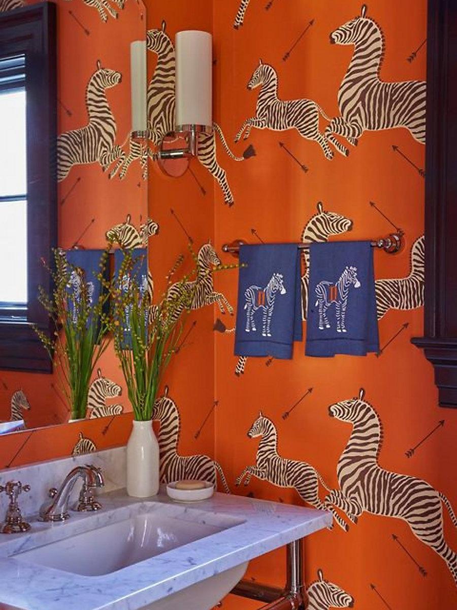 Scalamandre Zebras - Wallpaper - Trimmed Orange Wallpaper