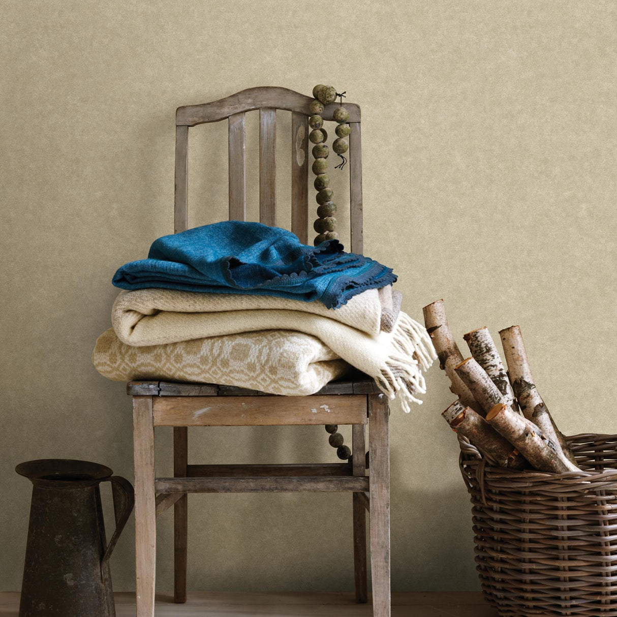 York Cielo Champagne Sponged Metallic Wallpaper