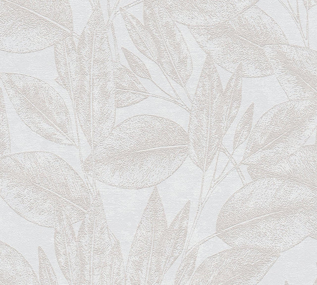 Advantage Suki Cream Leaves Wallpaper