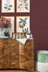 York Aubergine Classic Faux Grasscloth Peel & Stick Wallpaper