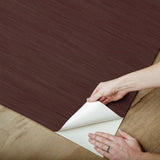 York Aubergine Classic Faux Grasscloth Peel & Stick Wallpaper