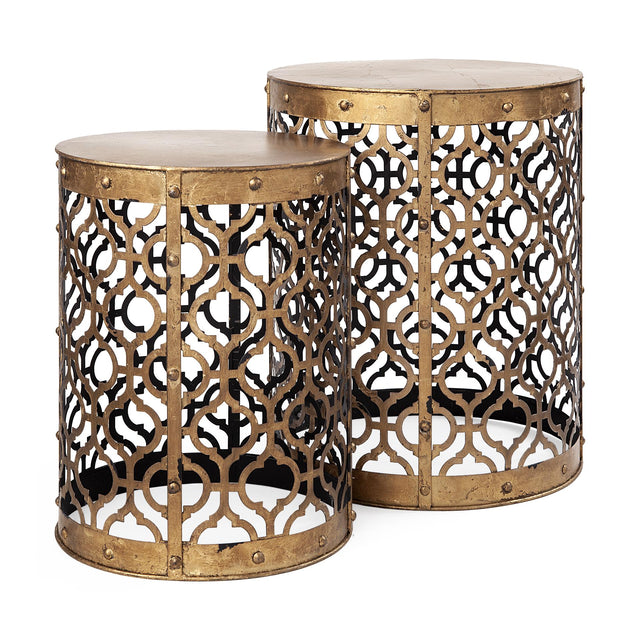 Mercana Rudebekia (Set of 2) 16L x 16W Gold Round Metal Accent Tables