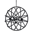 Mercana Ava II (35"x36") Black Metal and Wooden Bead Six Bulb Chandelier