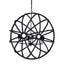 Mercana Ava II (35"x36") Black Metal and Wooden Bead Six Bulb Chandelier