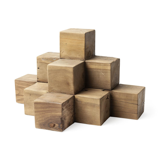 Mercana Rubik 15L x 10W Natural Wooden Cube Display Object