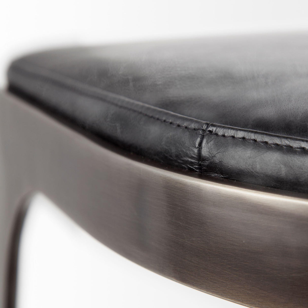 Mercana Tyson 31" Seat Height Black Leather Seat Black Metal Frame Stool