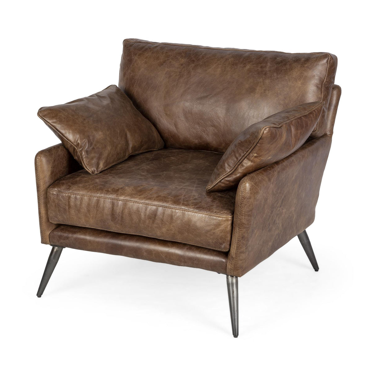 Mercana Cochrane I 33L x 33W x 32.25H Brown Leather Wrapped Chair