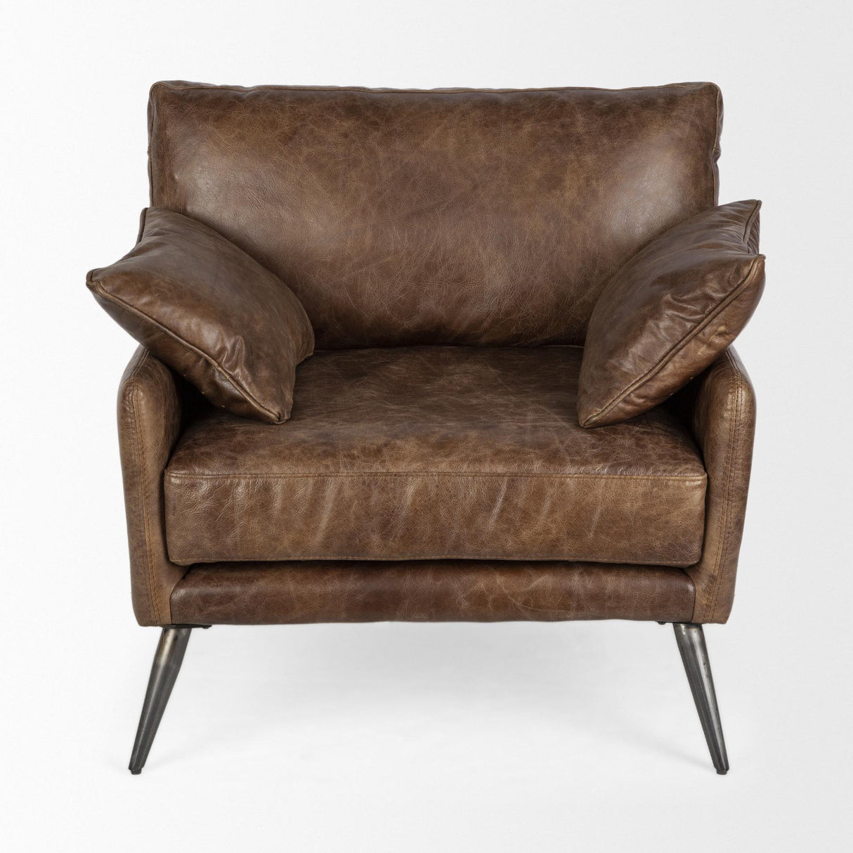 Mercana Cochrane I 33L x 33W x 32.25H Brown Leather Wrapped Chair