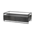 Mercana Vidro 54x30 Rectangular Glass Top Black Solid Wood Drawers & Black Frame Coffee Table