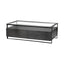 Mercana Vidro 54x30 Rectangular Glass Top Black Solid Wood Drawers & Black Frame Coffee Table