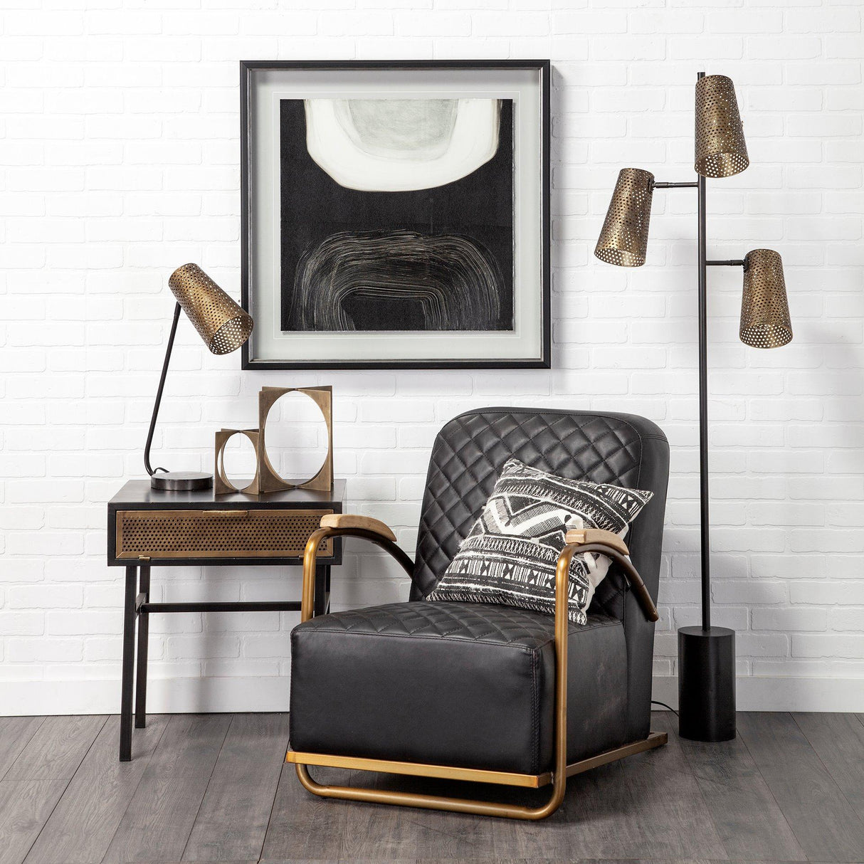 Mercana Wesley II (22.4"H) Gold/Black Perforated Metal Shade Table Lamp