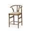 Mercana Trixie Cream Upholstered Seat Brown Wood Frame Counter Stool