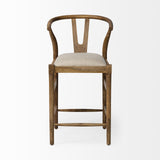 Mercana Trixie Cream Upholstered Seat Brown Wood Frame Counter Stool