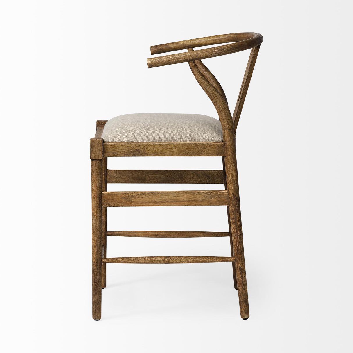 Mercana Trixie Cream Upholstered Seat Brown Wood Frame Counter Stool