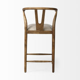 Mercana Trixie Cream Upholstered Seat Brown Wood Frame Counter Stool