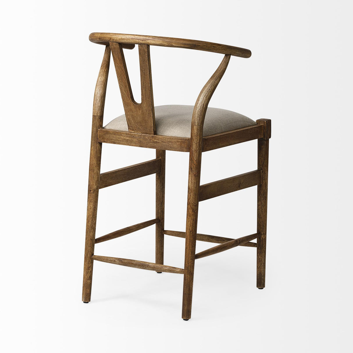 Mercana Trixie Cream Upholstered Seat Brown Wood Frame Counter Stool