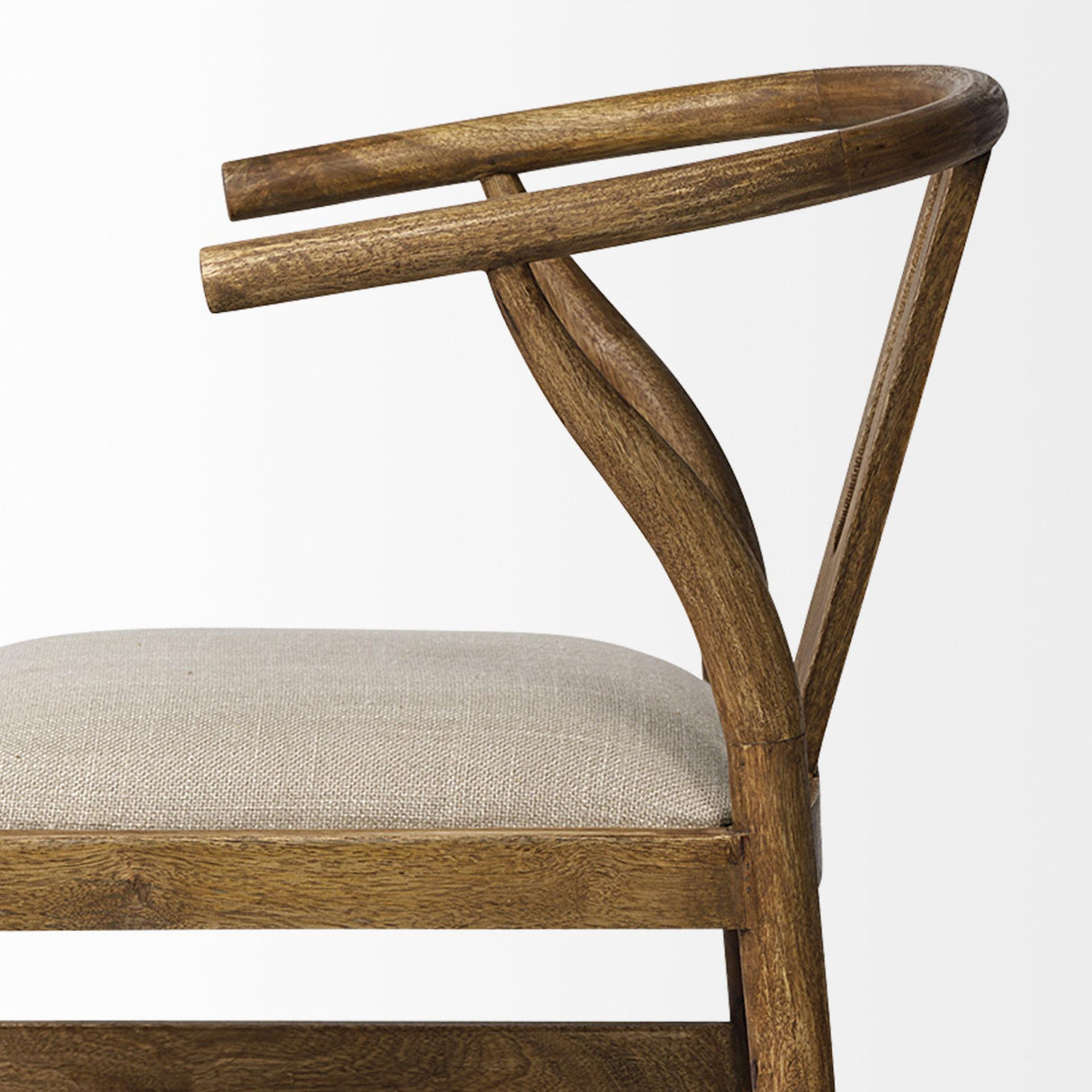 Mercana Trixie Cream Upholstered Seat Brown Wood Frame Counter Stool