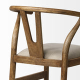 Mercana Trixie Cream Upholstered Seat Brown Wood Frame Counter Stool
