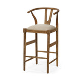 Mercana Trixie Cream Upholstered Seat Brown Wood Frame Bar Stool