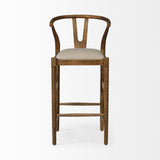 Mercana Trixie Cream Upholstered Seat Brown Wood Frame Bar Stool