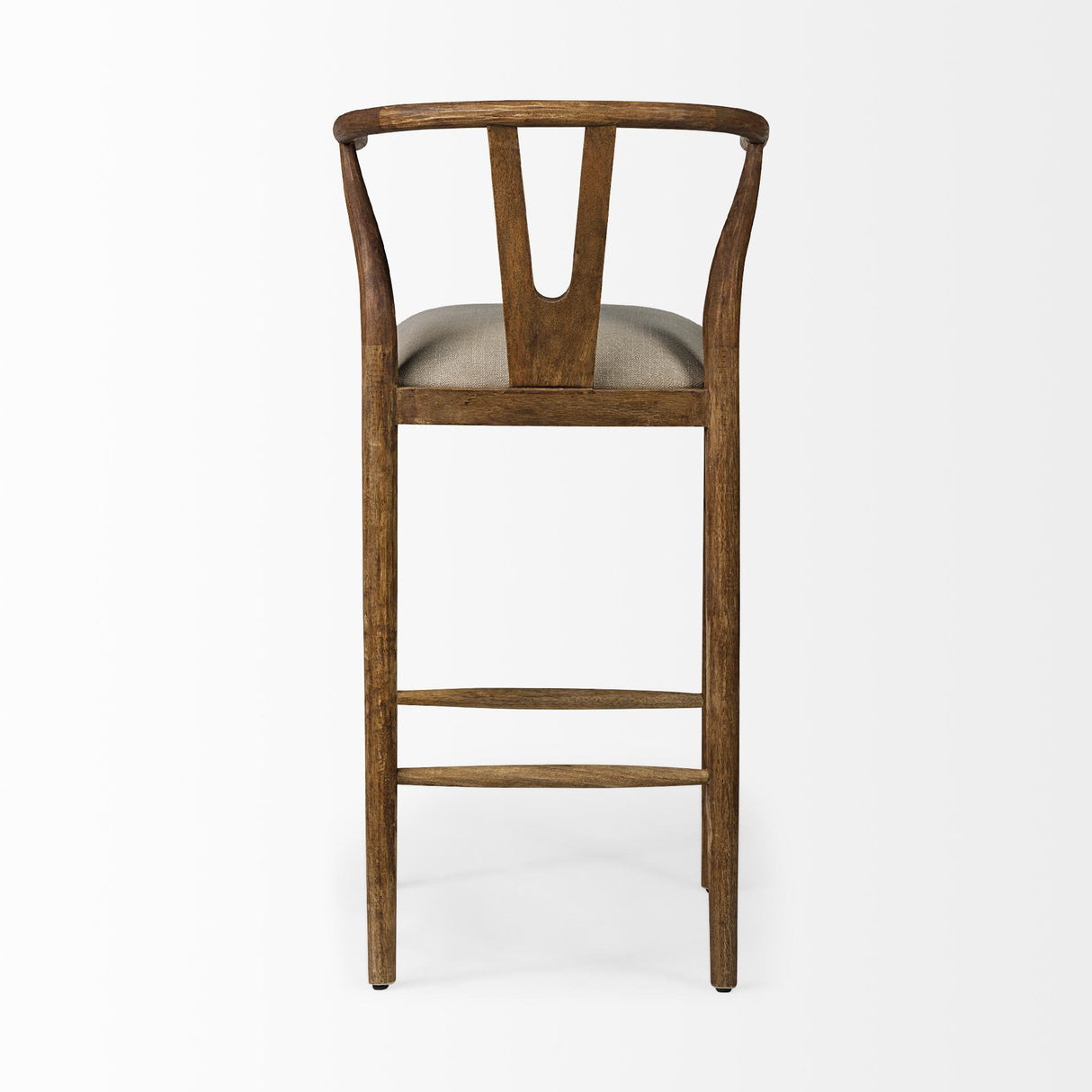 Mercana Trixie Cream Upholstered Seat Brown Wood Frame Bar Stool