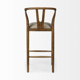 Mercana Trixie Cream Upholstered Seat Brown Wood Frame Bar Stool