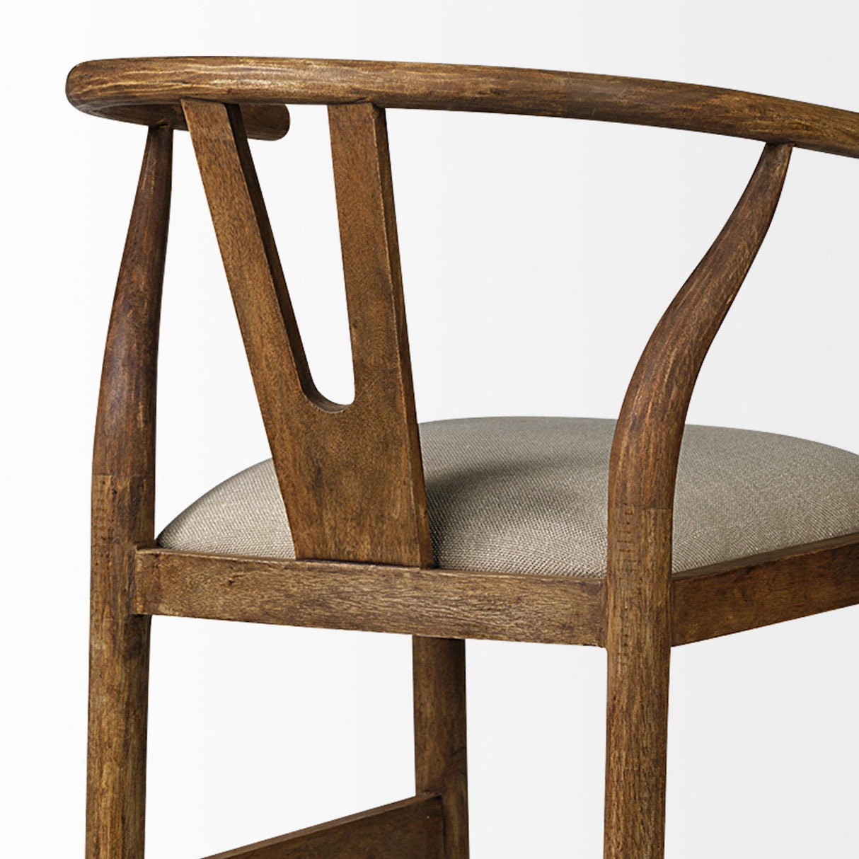Mercana Trixie Cream Upholstered Seat Brown Wood Frame Bar Stool