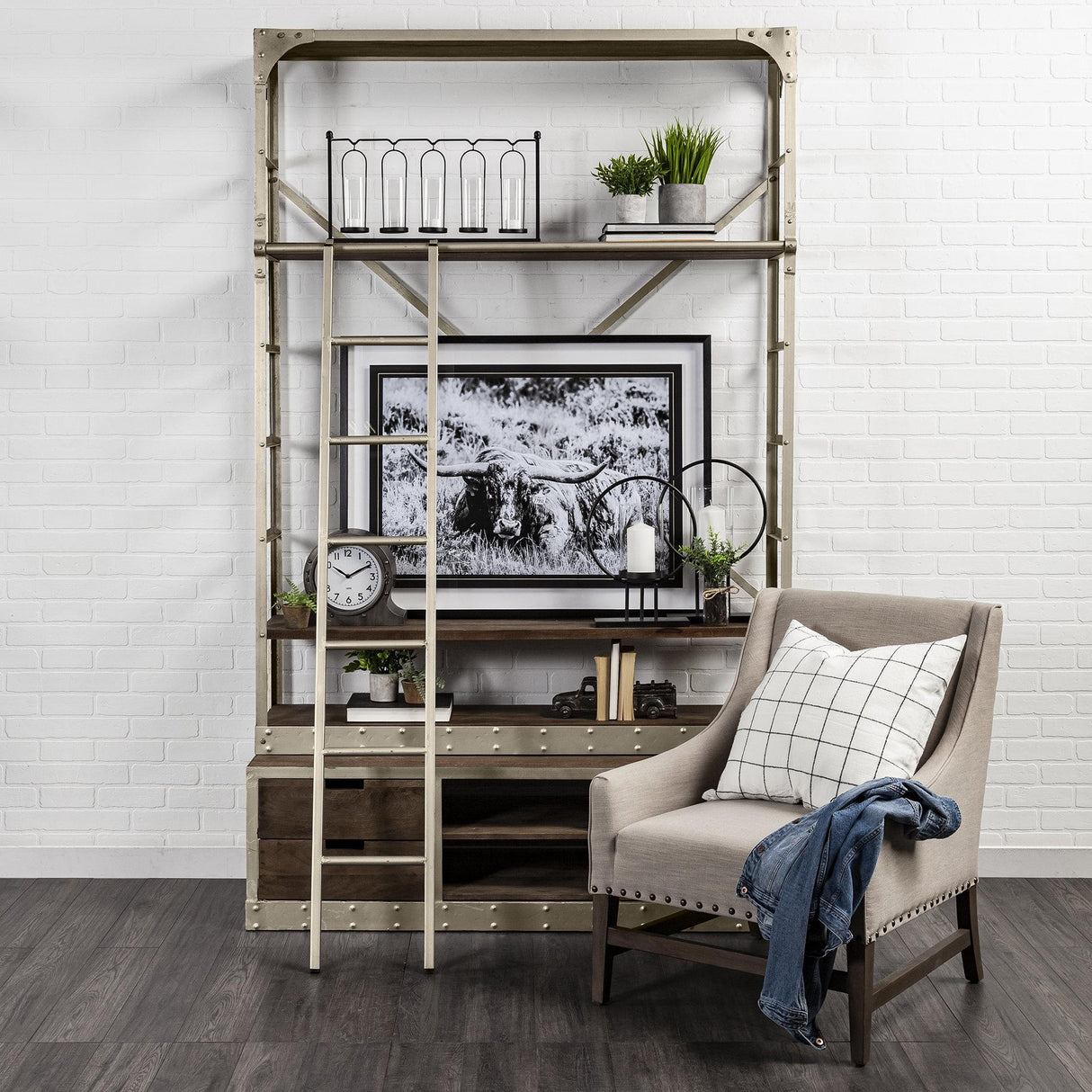 Mercana Kensington Beige Linen Fabric and Wood Accent Chair
