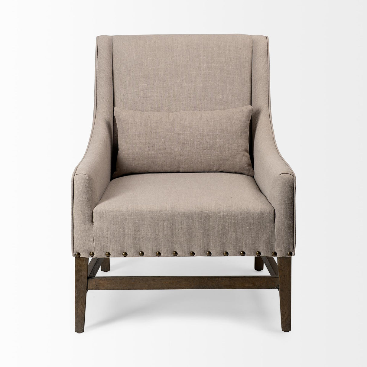 Mercana Kensington Beige Linen Fabric and Wood Accent Chair