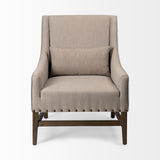 Mercana Kensington Beige Linen Fabric and Wood Accent Chair