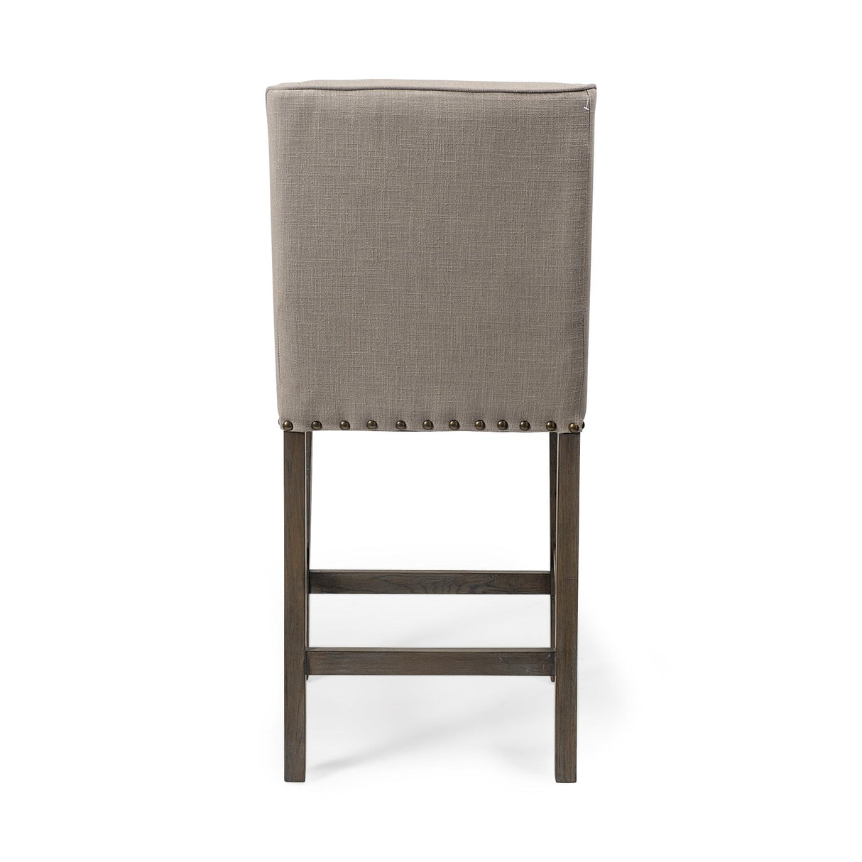 Mercana Kensington 27.5" Seat Height Beige Fabric Seat Brown Wood Frame Counter Stool