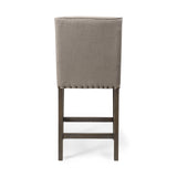 Mercana Kensington 27.5" Seat Height Beige Fabric Seat Brown Wood Frame Counter Stool