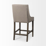 Mercana Kensington 27.5" Seat Height Beige Fabric Seat Brown Wood Frame Counter Stool
