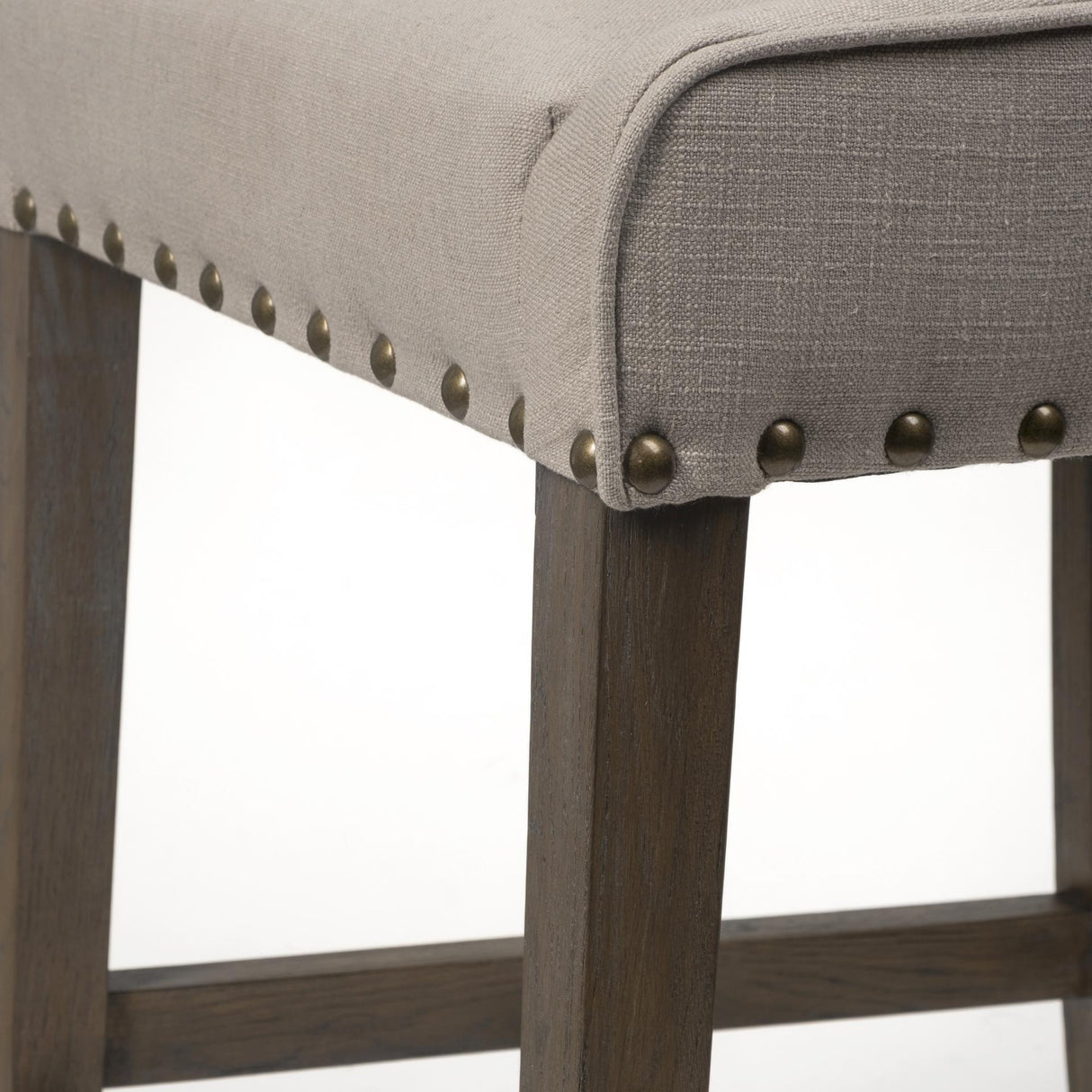 Mercana Kensington 27.5" Seat Height Beige Fabric Seat Brown Wood Frame Counter Stool