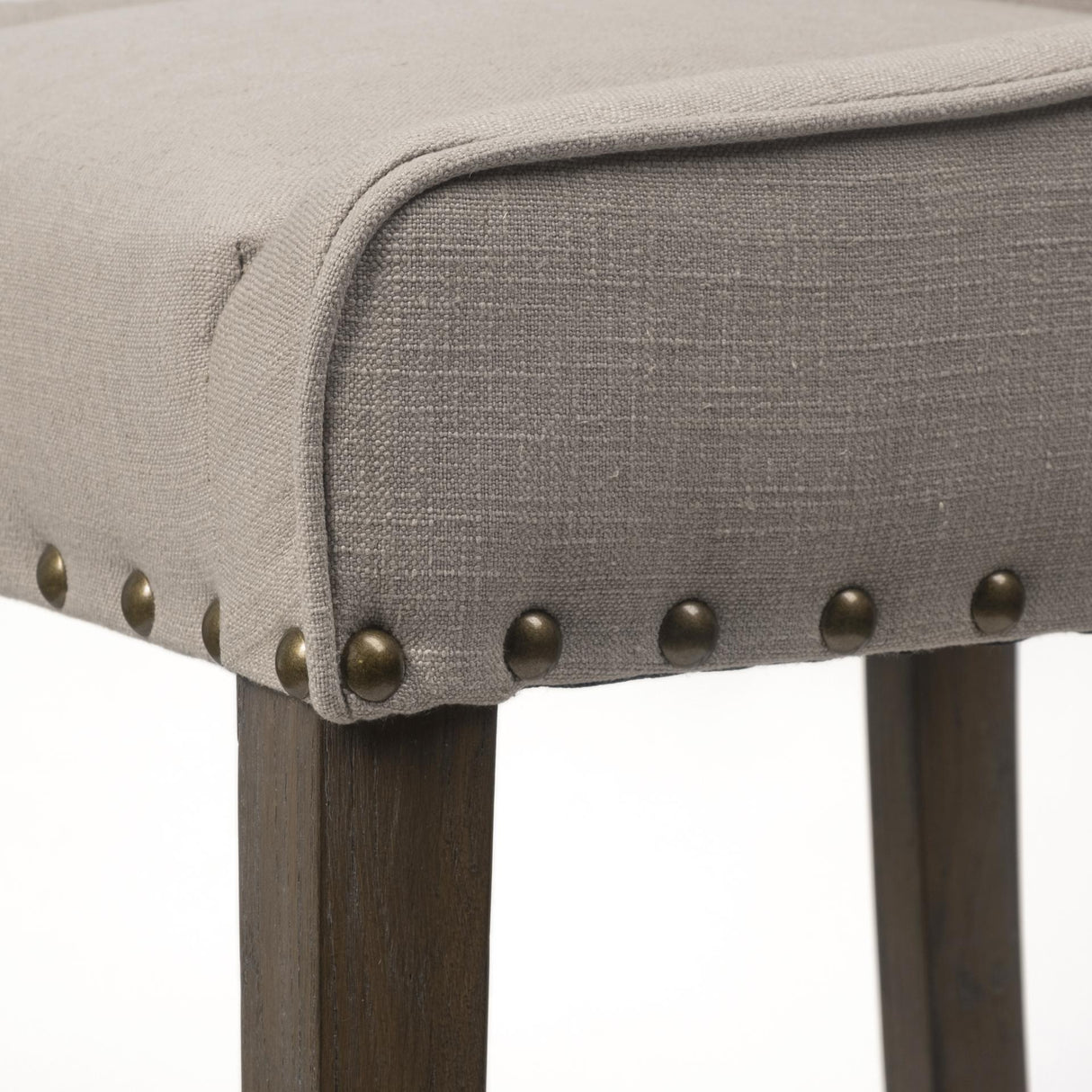 Mercana Kensington 27.5" Seat Height Beige Fabric Seat Brown Wood Frame Counter Stool
