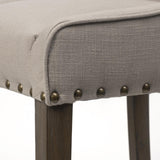 Mercana Kensington 27.5" Seat Height Beige Fabric Seat Brown Wood Frame Counter Stool
